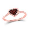 Image 1 : Round Red Color Enhanced Diamond Heart Cluster Ring 1/20 Cttw 10kt Rose Gold