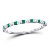 Image 1 : Emerald Diamond Alternating Stackable Band Ring 1/3 Cttw 10kt White Gold