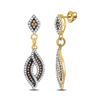 Image 1 : Round Brown Blue Color Enhanced Diamond Dangle Earrings 1/2 Cttw 10kt Yellow Gold