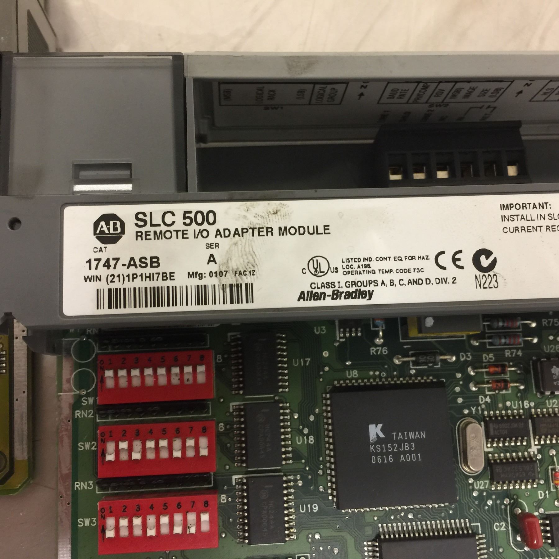 (2) Allen-Bradley 1747-ASB SLC 500 Remote I/O Adapter Module