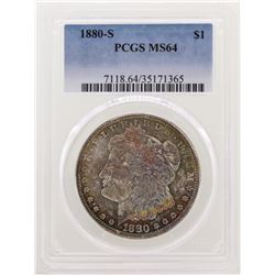 1880-S $1 Morgan Silver Dollar Coin PCGS MS64 Amazing Toning