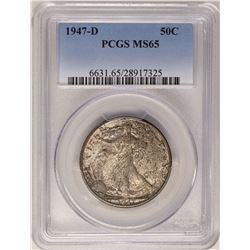 1947-D Walking Liberty Half Dollar Coin PCGS MS65