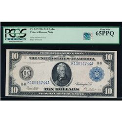 1914 $10 Dallas Federal Reserve Note PCGS 65PPQ