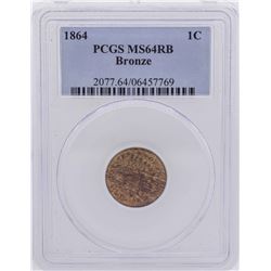 1864 Bronze Indian Head Penny Coin PCGS MS64RB