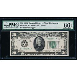 1928 $20 Richmond Federal Reserve Note PMG 66EPQ