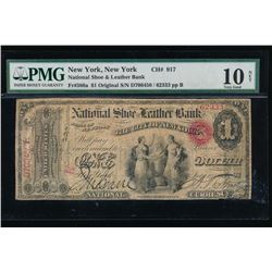 1865 $1 New York National Shoe and Leather Bank Note PMG 10NET