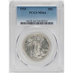 1943 Walking Liberty Half Dollar Coin PCGS MS64