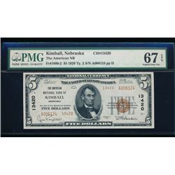 1929 $5 Kimball National Bank Note PMG 67EPQ