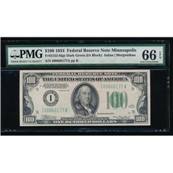 1934 $100 Minneapolis Federal Reserve Note PMG 66EPQ
