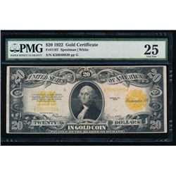 1922 $20 Gold Certificate PMG 25