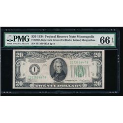 1934 $20 Minneapolis Federal Reserve Note PMG 66EPQ