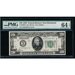 1928 $20 Richmond Federal Reserve Note PMG 64EPQ