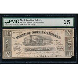 1862 $10 Raleigh NC Obsolete Note PMG 25