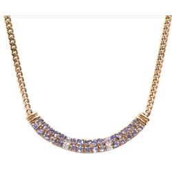 Plated 18KT Yellow Gold 6.14ctw Tanzanite and Diamond Pendant with Chain