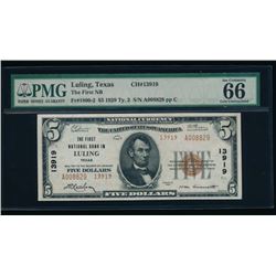 1929 $5 Luling National Bank Note PMG 66EPQ