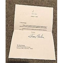 PRESIDENT JIMMY CARTER SIGNED LETTER TO FAMOUS HOLLYWOOD LOS ANGELES FASHION DESIGNER