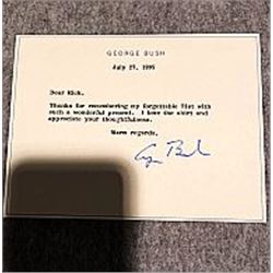 PRESIDENT GEORGE H. W. BUSH SIGNED NOTE CARD TO FAMOUS HOLLYWOOD LOS ANGELES FASHION DESIGNER