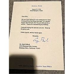 PRESIDENT GEORGE H. W. BUSH SIGNED LETTER TO FAMOUS HOLLYWOOD LOS ANGELES FASHION DESIGNER
