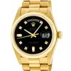 Rolex Mens 18K Yellow Gold Black Diamond Quickset President Wristwatch With Box