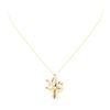 Image 2 : 0.10 ctw Emerald and Freshwater Pearl Floral Pendant with Chain - 14KT Yellow Go