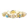 Image 2 : Multi-Colored Gemstone Vintage Slide Charm Bracelet - 14KT Yellow Gold