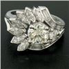 Image 2 : Platinum 2.31 ctw GIA Round Marquise Baguette Diamond Cocktail Ring