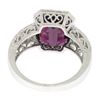 Image 7 : 14k White Gold Filigree Ring w/ Large Emerald Cut Deep Wine Red Rhodolite Garnet