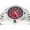 Image 4 : Rolex Mens Stainless Steel Red Vignette Diamond & Ruby Datejust Wristwatch