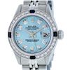 Rolex Ladies Stainless Steel Sky Blue Diamond & Sapphire Datejust Wristwatch