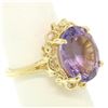 Image 3 : 14k Solid Yellow Gold Rope Frame Large 6.71 ctw Oval Step Amethyst Solitaire Rin