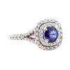 1.44 ctw Sapphire And Diamond Ring - 14KT White Gold