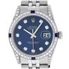 Image 1 : Rolex Mens Stainless Steel Diamond Lugs Blue Diamond & Sapphire Datejust Wristwa