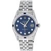Image 2 : Rolex Mens Stainless Steel Diamond Lugs Blue Diamond & Sapphire Datejust Wristwa