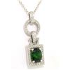 14K White Gold 3.56 ctw Green Tourmaline & Diamond FINE Fancy Pendant Necklace