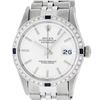 Rolex Mens Stainless Steel Silver Index Diamond & Sapphire 36MM Datejust Wristwa