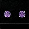 14k White Gold 2.30 ctw Round Amethyst  Simple 7mm Stud Earrings