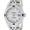 Rolex Ladies Stainless Steel Quickset Mother Of Pearl Diamond & Sapphire Datejus