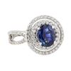 2.64 ctw Sapphire and Diamond Ring - 18KT White Gold