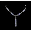 10.66 ctw Sapphire and Diamond Necklace - 18KT White Gold