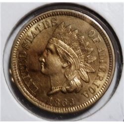 1863 INDIAN CENT MS-64 RED