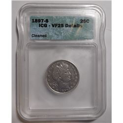 1897-S BARBER QUARTER ICG VF-25 DETAILS CLEANED