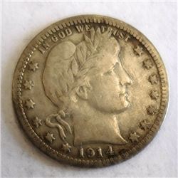 1914-S BARBER QUARTER VF-35