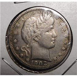 1902-S BARBER QUARTER VF-35