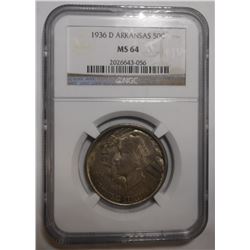 1936-D ARKANSAS COMMEM. HALF NGC MS-64