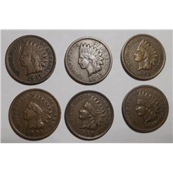 LOT OF SIX MISC. DATE INDIAN CENTS XF (6 COINS)