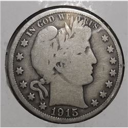 1915-D BARBER HALF DOLLAR VG