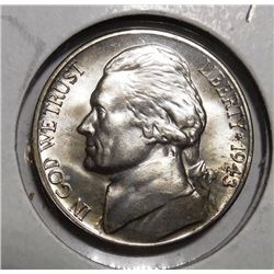 1943-D JEFFERSON NICKEL GEM BU FULL STEPS