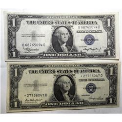 LOT OF 1935-E STAR $1.00 & 1935-A SILVER CERTIFICATES XF/AU (2 NOTES)