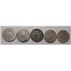Image 1 : FIVE MISC. DATE SHIELD NICKELS AVE. CIRC. (5 COINS)
