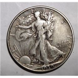 1939-D WALKING LIBERTY HALF DOLLAR XF